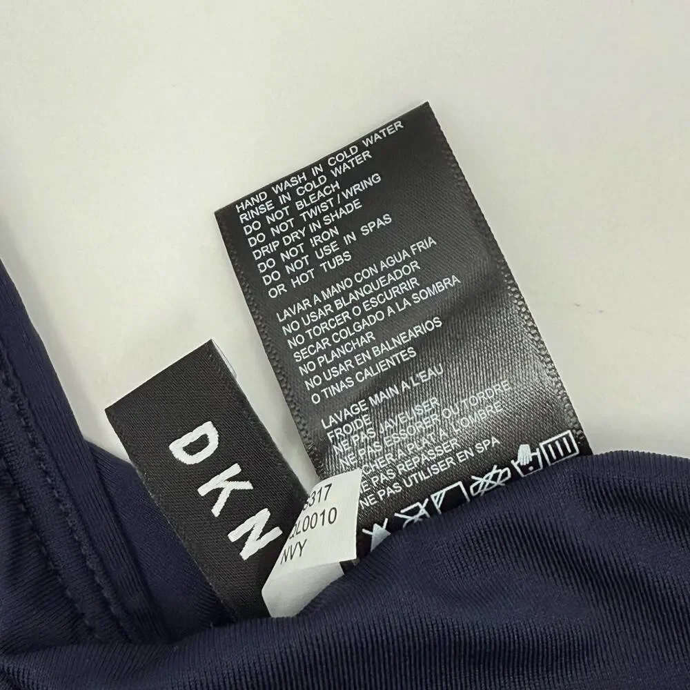 DKNY Bikini Bottoms SZ Extra Small Ruched High Waist Navy Blue NWT Swim Classic - Picture 6 of 11